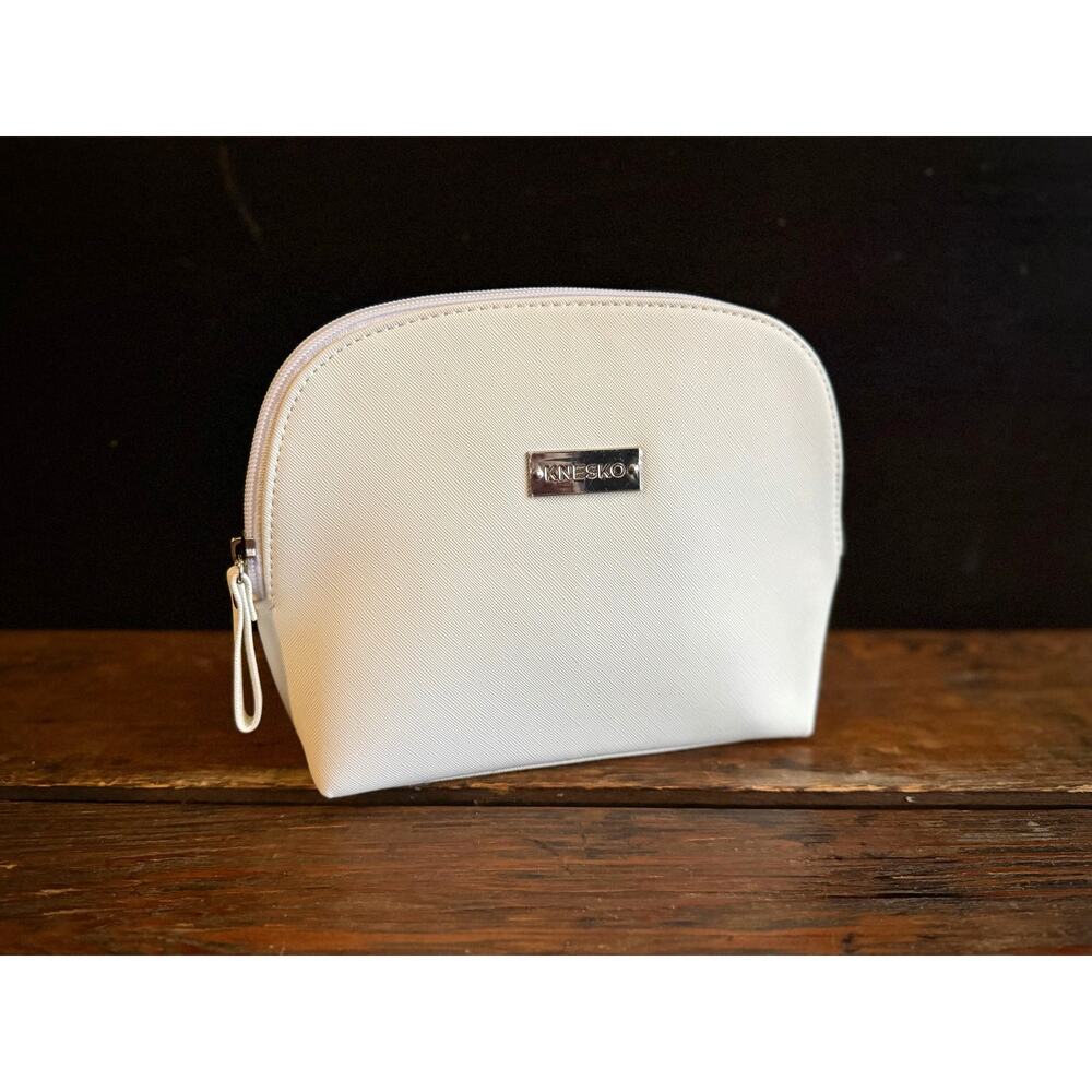 KNESKO White Faux Leather Cosmetic Bag (NWOT)